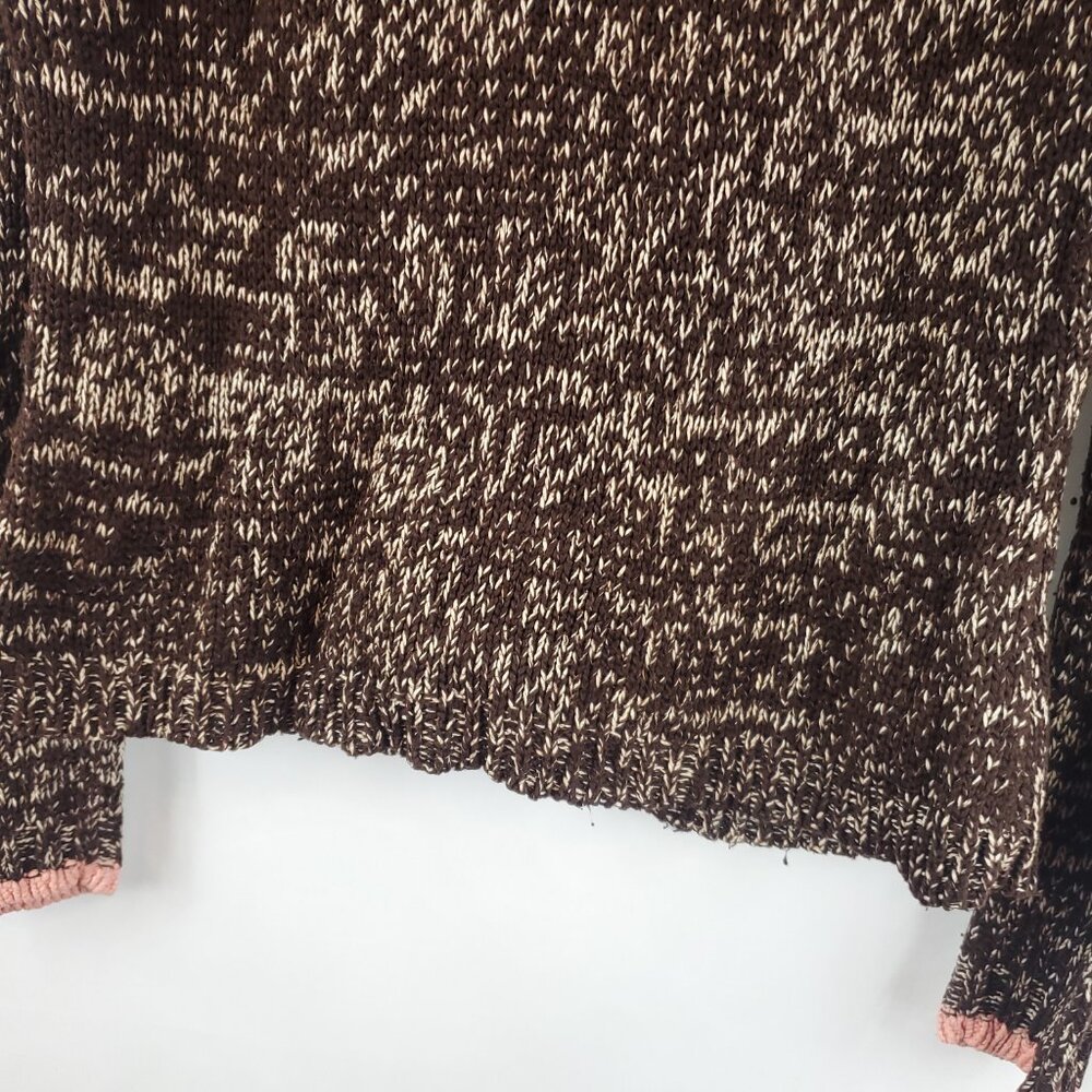 Vintage Harolds Womens Brown Cream Pink Knit Turtleneck Lng Slv Sweater Medium - Picture 7 of 10